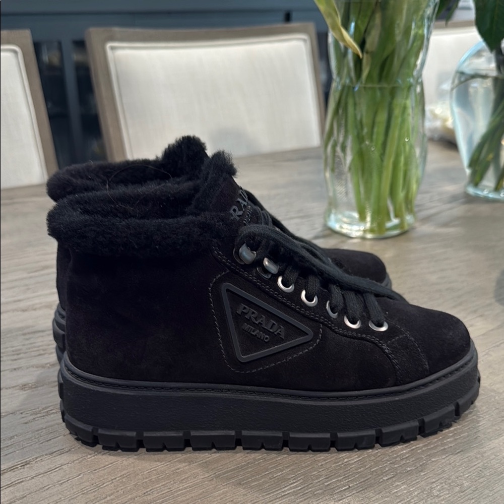 Prada Black Chunky Platform Sneakers